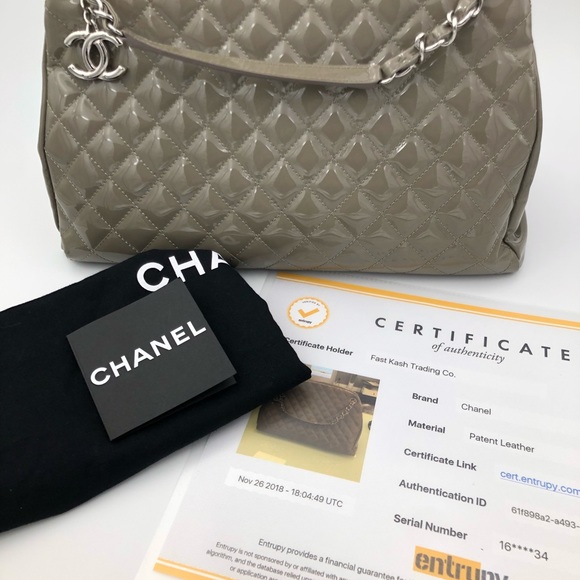 Chanel Mademoiselle Bowler Taupe Patent - Picture 7 of 7